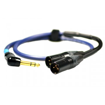 Y ¼ stereo right angle Jack to 2x 3-pin XLR Male